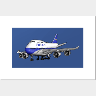 BOAC 747 Jumbo Jet Cartoon Art Posters and Art